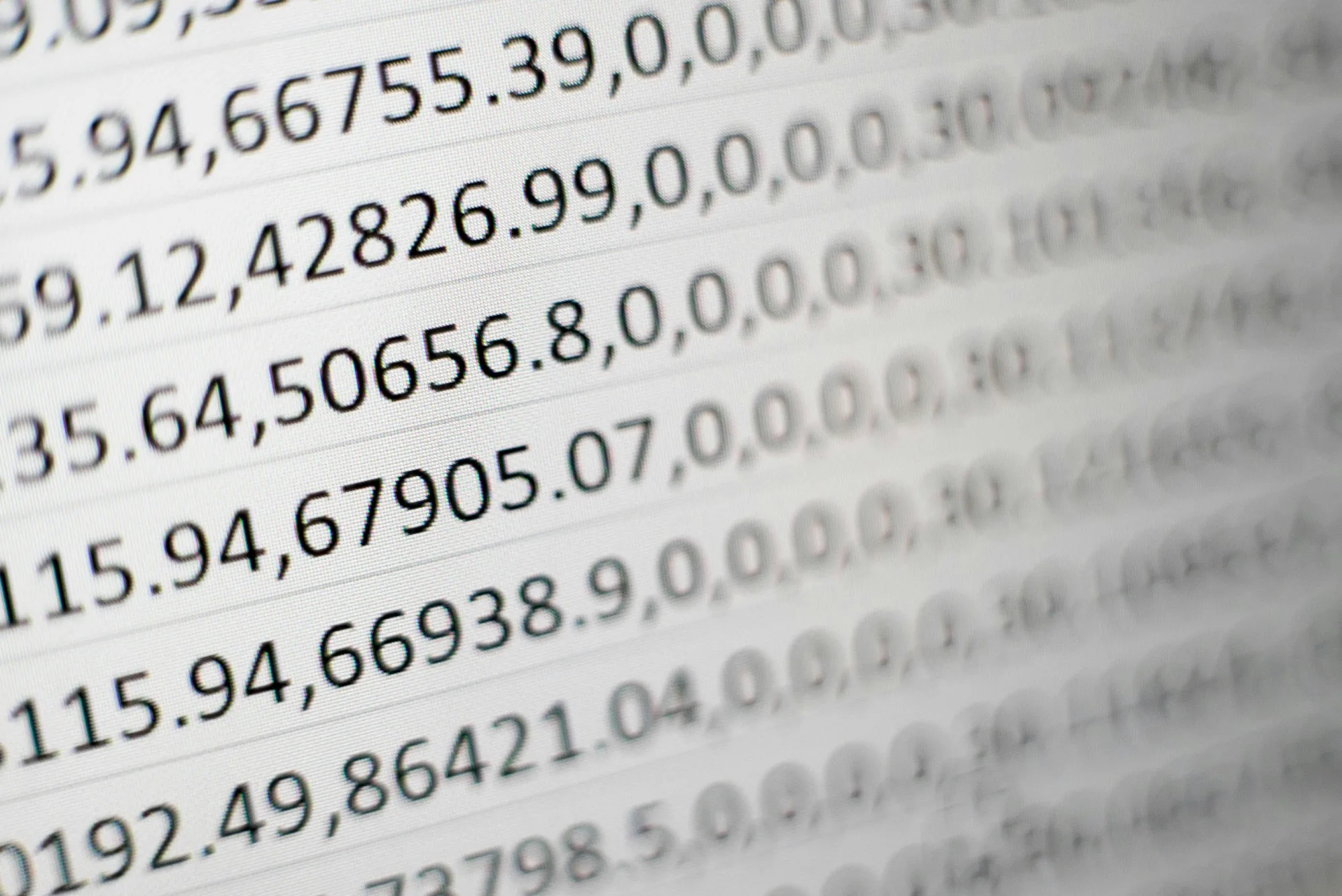 Printed paper covered in rows of numbers — a complete record that still cannot answer the question