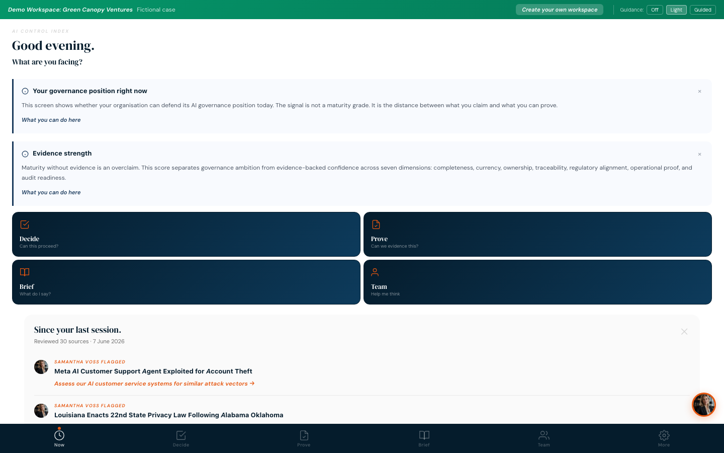 AI Control Index - Green Canopy Ventures demo workspace